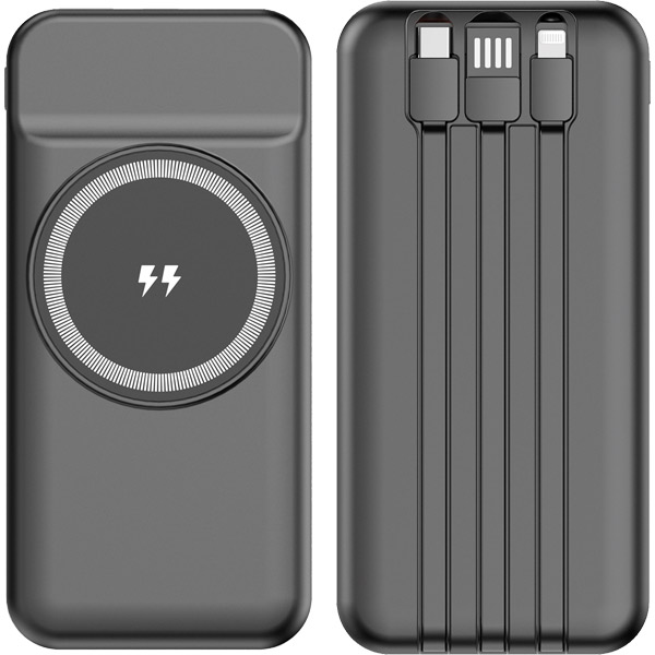 10.000 mAh Siyah Powerbank  - 22.5W Hızlı Şarj ve MagSafe Kablosuz - Hediye